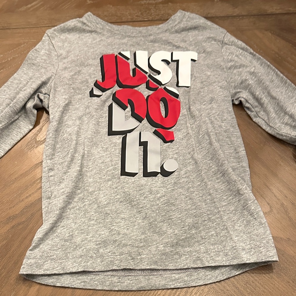Nike Kids Long Sleeve Tee in Gray and Red